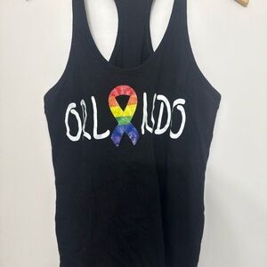 Black Tank Top with Rainbow Ribbon Design